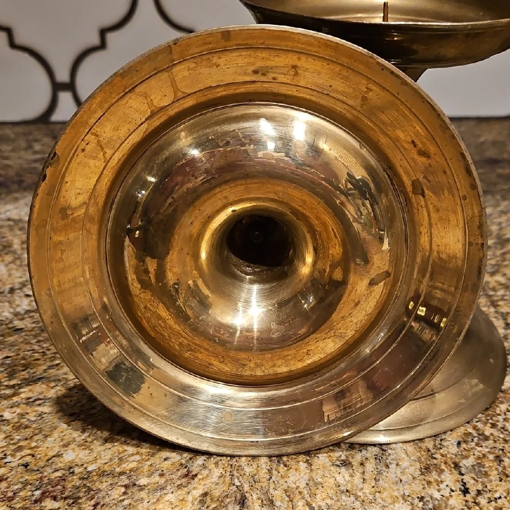 Solid Brass Vintage Pricket Candlestick Holders - Set of 2